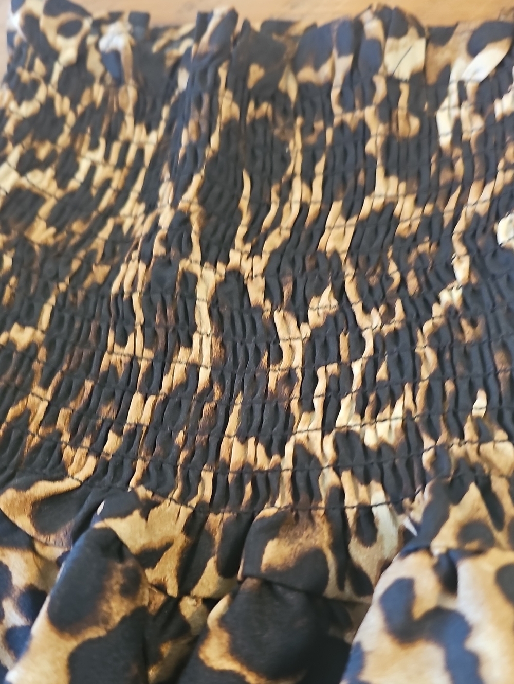 Strapless Leopard Print Ruffled Mini Dress - Picture 2 of 6